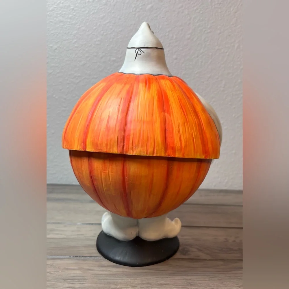 Department 56 Flip Top Ghost in Pumpkin Costume Candy‎ Dish NEW 2002 W/Box